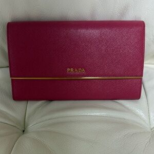 Prada Fuchsia Clutch with Gold Accent
